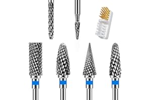 ANRUI 6 Stk Nagelfräser Aufsätze, 2.35 mm Universal-Schaftgröße Wolframkarbid Bits für Nagelfräser, Fräser Aufsätze Schleifköpfe für Acrylnägel Gelnägel Nagelhaut, Maniküre Pediküre Werkzeuge