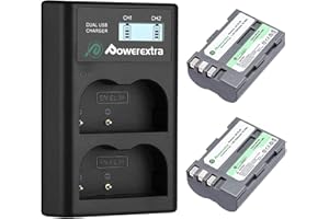 Powerextra Batería de Repuesto Nikon EN-EL3E 2200mAh con Cargador Inteligente Pantalla LCD Nikon EN-EL3 D30 D50 D70 D70S D80 D90 D100 D200 D300 D300S D700