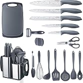 RAXCO 18-Piece Stainless Steel Kitchen Knife Set - Steak Knife Set, Professional Kitchen Knife Sets with Block and Sharpener
