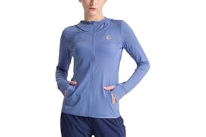 TRIPLE MOON Sweat à capuche pour femme UPF 50+ UV - T-shirt à manches longues pour la randonnée, le sport en plein air, le surf, la natation et la course