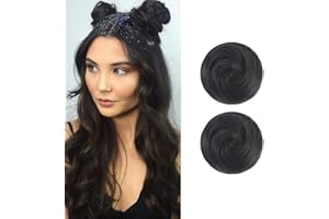 DSOAR 2PCS Mini Artiglio Finto Bun Dritto Capelli Estensioni Bun Capelli Ciambella Chignon Clip in Capelli Scrunchies