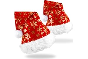 panemy Pack of 2 Christmas Hats for Adults, Christmas Hat Women, Christmas Hat Sequins, Christmas Hats, Adult Santa Hat (Red)