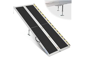 LIEKUMM Rollstuhlrampe 304 cm, 300 kg Tragkraft Aluminium Auffahrrampe rutschfest, Rollstuhlrampe für Treppen, Tragbare Rampe für Rollstuhl, Türschwellen, Zuhause