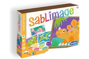 Sentosphère – Sablimage Dinosaures – Kit loisirs créatifs enfant – 4 tableaux en sable – 16 couleurs de sable coloré – Concept Box avec cadre – Dès 4 ans – Fabriqué en France – 895