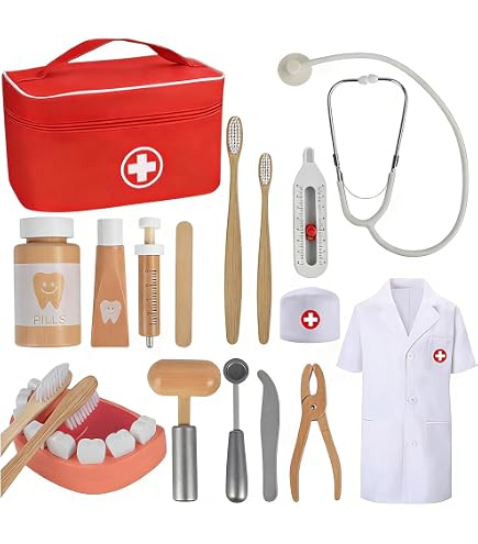 Kit Médical 17 Pièces ,Médecin Infirmière Dentiste Faire Semblant De Rôles Jouer Ensemble De Jouets Enfants Bleu MK13