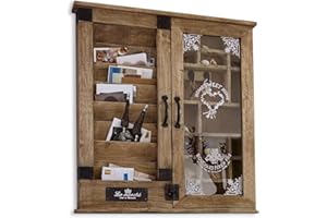 Loberon Organizer Shelby, Handarbeit, Edles Antik-Finish, Kunstvoll Verzierter Glaseinsatz, Edle Beschläge, Ordnungshelfer, Organisation, Mangoholz, Eisen, braun