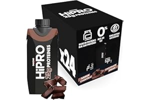 DANONE HiPRO Milkshake protéiné au chocolat - 25 g de protéines - Pack économique 24 x 330 ml