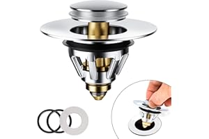 Magichome Sink Plug Replacement, Bathroom Pop Up Sink Plug for 34-45mm Drain Holes, Universal Sink Plug with Drain Strainer for Wash Basin