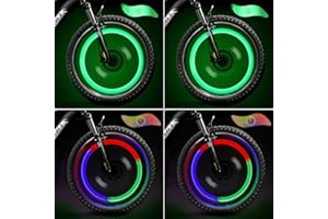 TAGVO 4pcs Bike Spoke Light(Red+Green+Blue+Multicolour) with Delicate Box,Waterproof Easy Install Wheel Spoke Lights LED Neon Tire Flash Lamp with 3 Flash Modes,for Both Adults Kids Bike
