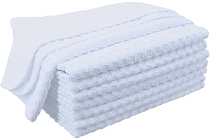 Polyte - Paño de Cocina de Microfibra con Punto gofrado - Ultra Premium - Pack de 8 (Blanco, 30x30 cm)