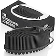 Avilana Exfoliating Silicone Body Scrubber Easy to Clean, Lathers Well, Eco Friendly, Long Lasting, And More Hygienic Than Traditional Loofah (Upgrade-Grey)