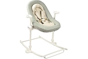 BÉABA, Transat bebe, Transat Up&Down Plus, 4 hauteurs, 3 inclinaisons, Réglable par simple pression, Pliable, Reducteur Naissance, Assise 100% Coton, Finition Premium, Harnais 5 points, Breveté, Sauge