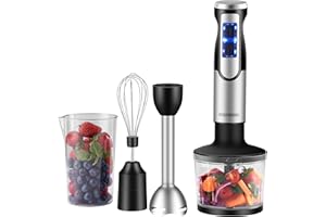 ‎STEINBORG Steinborg® Stabmixer Set 1.200 Watt Edelstahl Pürierstab Schneebesen Zerkleinerer - 500 ml Mixbehälter Edelstahl Turbofunktion Handmixer Pürierer Multizerkleinerer