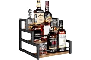 HOOBRO Botellero de 3 Niveles, Estantería de Almacenamiento para 12 Botellas de Sirope para Café, Organizador de Botellas, Expositor para Vinos, Rincones de Café, Marrón Rústico y Negro EBF38JJ01