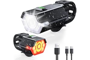 CIRYCASE Luci Bicicletta LED, Ricaricabili USB Luci Bici Posteriore e Anteriore Avvertimento Lato 360° Rotabile, Alta Luminose Faro Luce Casco Impermeabile IP65 Ciclismo Riflettore per MTB/Corsa/Bici