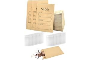 WHTAWTAW 3.15 * 4.72 Inch Small Seed Packets Envelope, 140pcs Resealable Seed Envelope and Clear Self-Envelopes, Kraft Seed Saving Storage Envelopes for Plant lover