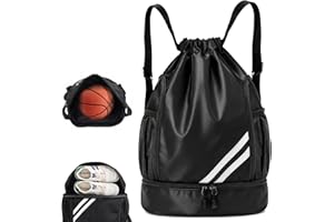 Homshsjhkis Sac de Sport Enfant, Sac Piscine Imperméable, Drawstrng Gym Sack avec Compartiment à Chaussures Séparé, Poche Principale et Poche Intérieure,Gym pour Basketball Football, Natation