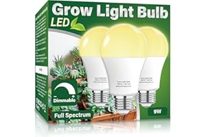 WIYIFADA 3 Pack A19 Full Spectrum LED Grow Light Bulb Indoor Grow Light , E26 110V 9W Grow Bulb Replace up to 100W, Plant Light Bulb for Indoor Plants, Flowers, Greenhouse, Indore Garden, Hydroponic