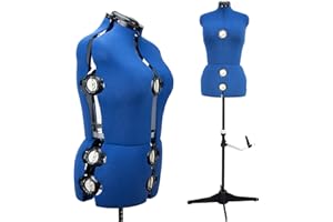 BEYOND YOUR THOUGHTS Verstellbare Schneiderpuppen Frauen S (32-42) 13 Drehrädchen Damen Büste Damenbüste Schneiderbüste Mannequin mit Beinansatz Blau Gr.S