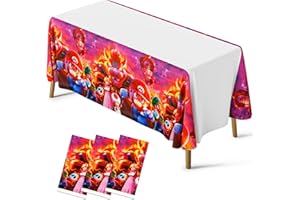 NTGFU Table Cloth Party, 3Pack 180 * 108cm Super Mario Table Cloth Party for Boys Waterproof Cartoon Party Tablecloth Rectangular Plastic Birthday Table Cover for Kids Party Decorations