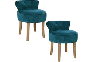 ATMOSPHERA CREATEUR D'INTERIEUR Set de 2 taburetes de Terciopelo Verde Azulado firmin