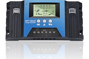 NUOFUWEI MPPT 100A Contrôleur de Charge Solaire 12V 24V Identification Automatique, Régulateur Intelligent de Panneau Solaire 100A MPPT Convient 12V 24V compatible Gel Sealed Flooded et la Batterie au lithium