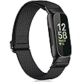 Fintie Elastic Bands Compatible with Fitbit Inspire 2 / Inspire HR/Inspire, Adjustable Stretchy Nylon Loop Band Breathable Replacement Strap Accessory Wristband, Black