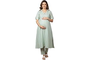 DUMMY SHAPE Feeding Dresses for Women Full Set | Cotton Blend Maternity Kurta Pant Suit with Dual Nursing Zippers, Side Pocket to Pre & Post Pregnancy | Mom to Be Gifts