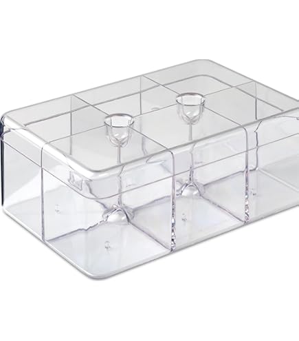 HMF Theedoos voor theezakjes geweven van waterhyacint, thee-opbergdoos met 8 grote vakken | 33 x 21 x 10 cm