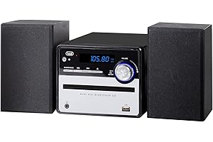 Trevi HCX 10F6 Sistema Hi-Fi 20W, Stereo Digitale Compatto con Radio FM, Lettore CD/MP3 USB, Wireless, Ingresso RCA AUX, 5 Equalizzazioni Audio, Telecomando Full Function, Display LCD Blu