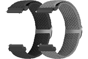 BTTNG Correa para reloj 20mm 22mm Cierre rápido Pulsera de nylon trenzada Solo Loop Band para Samsung Galaxy/Garmin/Fossil/Amazfit/Huawei Watch Correa de nylon elástica de repuesto, 2 piezas
