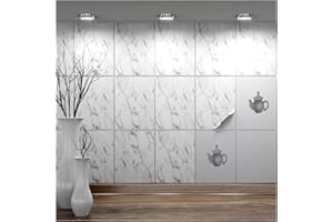 FoLIESEN Fliesenaufkleber einzeln 15x20 cm - Probe-Muster, Testmuster, Farbmuster - Fliesen-Folie selbstklebend - 1 Klebefliese zum Ausprobieren, .:Dekor Marmor