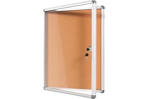 S SWANCROWN Swansea - Tablon de Anuncios de Corcho para Interiores 4xA4,Tablón de Anuncios con cerradura de Aluminio para comunidad,escuela, oficina, 67 x 50 cm
