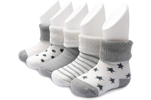 ADOREL Ateid Calcetines Invierno de Felpa para Bebés Paquete de 5 Gris 1-3 Años (Tamaño del Fabricante L)
