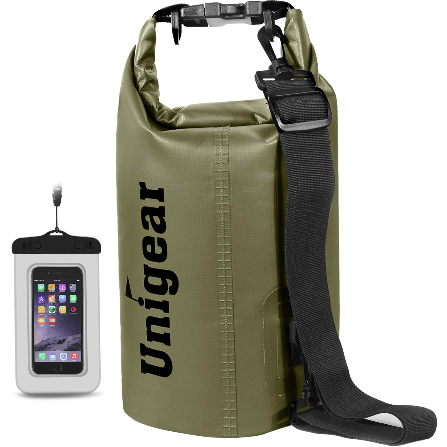 Unigear Borsa Impermeabile (2L/5L/10L/20L/30L/40L/55L) per Attività all'Aria Aperta e Sport Acquatici, Campeggio, Kayak, Pesca, con Custodia Impermeabile per Cellulare