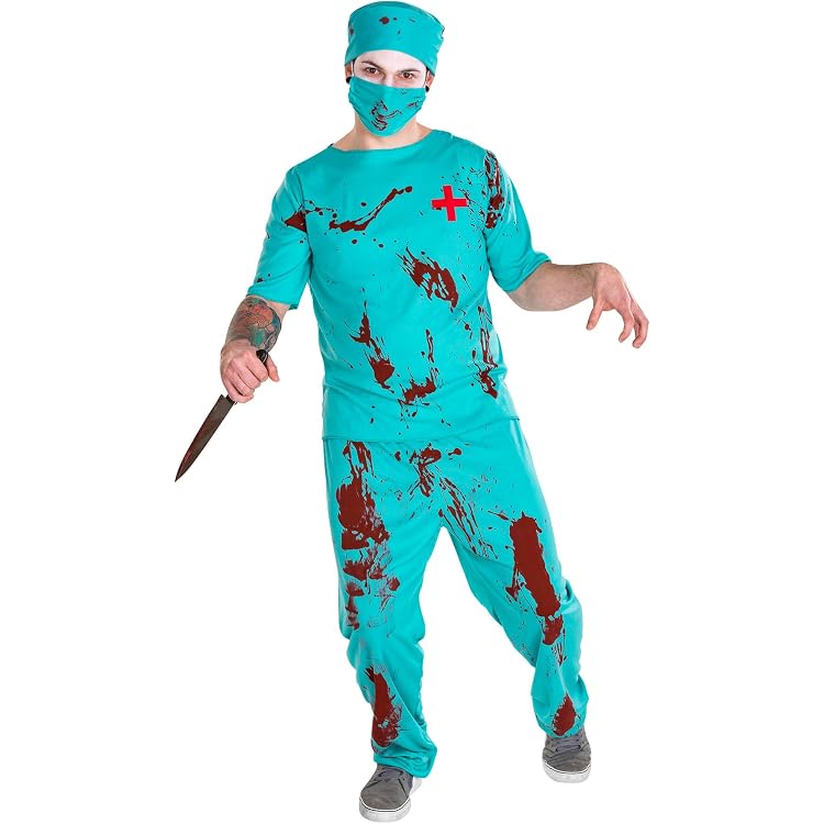 Zombie Doktor Halloween-Kostüm Für Kinder – Komplett Mit Mütze, Maske, Kittel, Hose (3–4 Jahre)