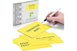 2DOBOARD Magnetic Notes Réinscriptibles 15 x 10 cm - Ensemble de 25 Aimants - Jaune - pour Tableau Magnétique