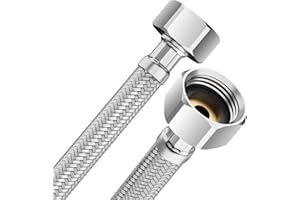 YUANNY Tuyau flexible 1/2" Femelle x 3/8" Femelle Raccord des deux côtés - Tuyau EPDM tressé acier inox, Flexible sanitaire Pour robinet, robinet d'angle, lavabo, cuisine, salle de bain, WC - 30CM