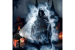 Gulfmew Projecteur d'Halloween extérieur intérieur dynamique fantôme crâne lumières décoration extérieur lampe de paysage LED pour vacances jardin fournitures (blanc)