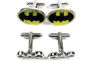 kilofly Lot de 2 paires de boutons de manchette Batman Avec une housse cadeau en velours