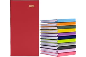 evelay 2026 Slim Diary Week to View - Hardback Pocket Planner 16.5cm x 9cm - Compact Lightweight Organiser Journal with Ruled Pages (Red)