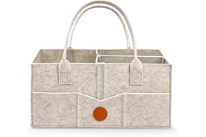 HAGOT Organizer na pieluchy dla niemowląt, kosz do przechowywania z wyjmowaną przegrodą, przenośny filcowy kosz do przechowywania pieluch, chusteczek i wkładek