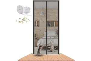 LAIJIANG Pet Screen Door 100x220cm,Thickened Cat Proof Screen Door Pet Resistant Mesh Screen Door Dog Cat Scratch Proof Screen With Zipper For Living Room, Bedroom, Kitchen