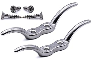 J CLARKE MARINE 2pcs Flag rope cleat hooks marine grade stainless steel 316 A4 non rust flagpole blind cord 66mm 112mm 150mm