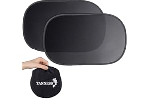 Tanness 2 Pack Car Window Shades for Baby | Sun Shade for UV Rays Protection with Storage Bag | Universal Fit Car Accessories - Black
