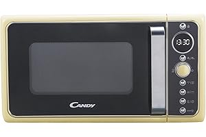 Candy Divo Forno a Microonde Vintage con Grill, 25 Litri, 900W, 6 Programmi di Cottura, Funzioni Crisp e Defrost, Child Lock, App hOn, Libera Installazione, 48,3 x 42,5 x 28,1 cm, Avena - DIVO G25CC
