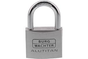 Burg-Wächter Vorhängeschloss Aluminium, 8 mm Bügelstärke, 50 mm Bügelhöhe, 2 Schlüssel inkl., Alutitan 770 50 SB