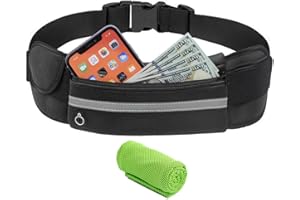CYCHEN Femme Homme Ceinture de Course, Sac Banane de Sport Etanche Sacoche Pochette Running Belt Réglable pour Argent Passeport Billets Téléphone Portable, Convient pour Escalade,Vélo,Voyage,Jogging