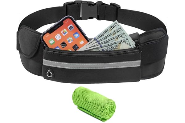 Femme Homme Ceinture de Course, Sac Banane de Sport Etanche Sacoche Pochette Running Belt Réglable pour Argent Passeport Billets Téléphone Portable, Convient pour Escalade,Vélo,Voyage,Jogging