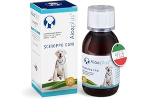 ALOEPLUS Cani Sciroppo 150ml - Alimento Complementare Energetico, Disintossicante a base di Aloe Arborescens BIO, Rafforza le Naturali Difese, Ideale come ricostituente Cani Anziani e Cuccioli